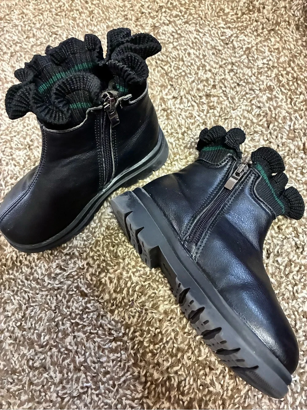Kids Black Slip-On Chelsea Boot with Ribbed Sock Collar